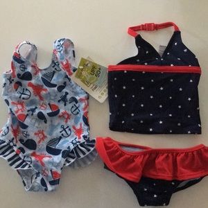 (2) NWT baby girl swimsuits